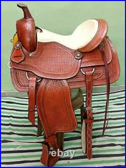 Western leather barrel saddle 16 buffalo chestnut color on drum dye finish