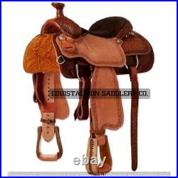 Western leather horse saddle ranch roping tack 15'