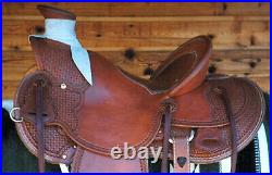 Western padded seat saddle 16 on Eco leather buffalo chestnut drum dye finished