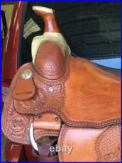 Western padded seat saddle 16 on Eco-leather buffalo tan on drum dye finished