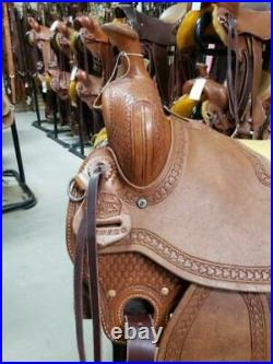Western padded seat saddle 16' on Eco-leather chestnut color on drum dye finish