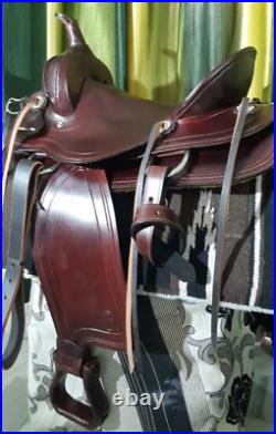 Western saddle 16, on eco-leather buffalo dark brown color