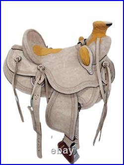 Western saddle 16, on eco-leather buffalo white color