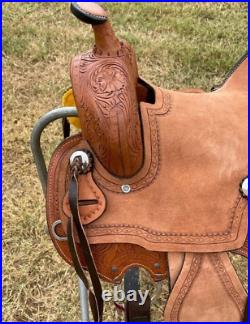 Western saddle 16, on eco-leather colour natural
