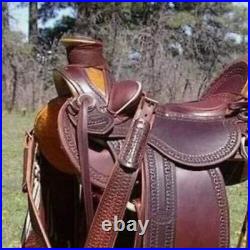 Western saddle hot seat handmade carved saddle 16 color brown