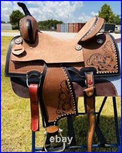 Western saddle with matching headstall and breastplate size 15 16 17 18