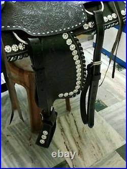 Western show saddle 16, on Eco- leather black with drum dye