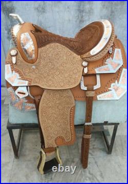Western show saddle 16 on Eco- leather buffalo natural on drum dye