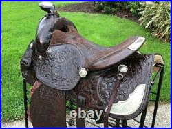 Western show saddle 16 on Eco-leather buffalo with drum eye finish