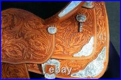 Western show saddle 16 on eco leather buffalo on drum dye finished