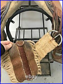 White Saddlery USA A-Fork High Back Slick Seat Rough Out Ranch Rope Saddle 15.5