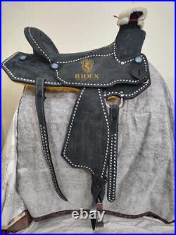 Wide Gullet Wade Tree Western Leather Horse Tack Rough Out Saddle