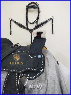 Wide Gullet Wade Tree Western Leather Horse Tack Rough Out Saddle