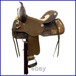 Wild West Floral Roughout Barrel Saddle Hair On Cowhide Inlays FQHB 15 NEW
