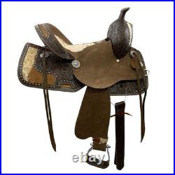 Wild West Floral Roughout Barrel Saddle Hair On Cowhide Inlays FQHB 15 NEW