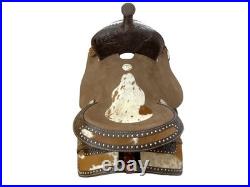 Wild West Floral Roughout Barrel Saddle Hair On Cowhide Inlays FQHB 15 NEW
