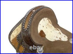 Wild West Floral Roughout Barrel Saddle Hair On Cowhide Inlays FQHB 15 NEW