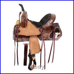 Wildhide Series Alma Barrel Style Saddle Hair On Cowhide Inlays FQHB 12 NEW