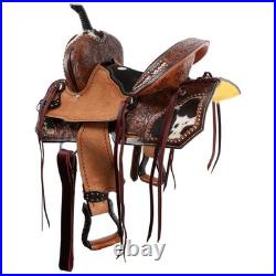 Wildhide Series Alma Barrel Style Saddle Hair On Cowhide Inlays FQHB 12 NEW
