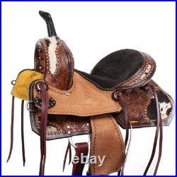 Wildhide Series Alma Barrel Style Saddle Hair On Cowhide Inlays FQHB 12 NEW