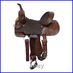 Willow Barrel Saddle Chocolate with Medium Oil Floral Tooling FQHB 14 15 NEW