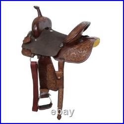 Willow Barrel Saddle Chocolate with Medium Oil Floral Tooling FQHB 14 15 NEW