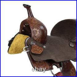 Willow Barrel Saddle Chocolate with Medium Oil Floral Tooling FQHB 14 15 NEW