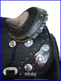 YOUTH WESTERN SADDLE 14 in KIDS BARREL RACING TRAIL SYNTHETIC CORDURA USED SET
