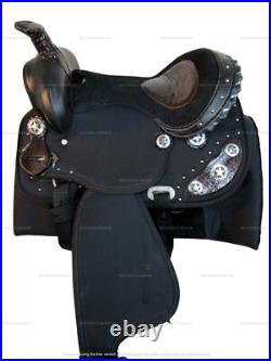 YOUTH WESTERN SADDLE 14 in KIDS BARREL RACING TRAIL SYNTHETIC CORDURA USED SET