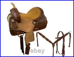 Youth Barrel Style Saddle SET Floral Tooling and Rough Out 12 NEW