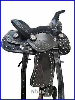 Youth Child Premium Leather Western Pony Miniature Horse Saddle Tack Set 8 Inch