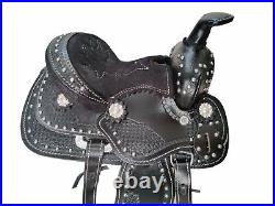 Youth Child Premium Leather Western Pony Miniature Horse Saddle Tack Set 8 Inch