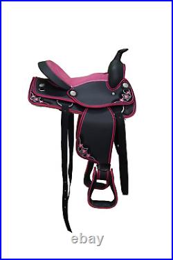 Youth Child Synthetic Western Barrel Racing Horse Saddle With Tack Set 12 Inch