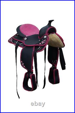 Youth Child Synthetic Western Barrel Racing Horse Saddle With Tack Set 12 Inch