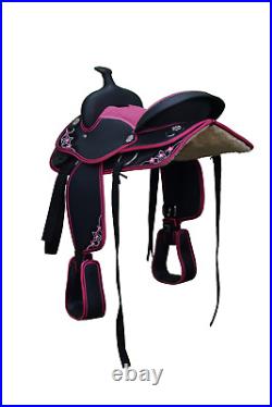 Youth Child Synthetic Western Barrel Racing Horse Saddle With Tack Set 12 Inch
