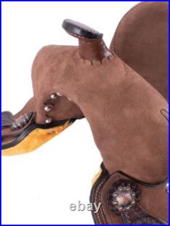 Youth Hard Seat Barrel Style Saddle Extra Deep Seat Full Rough Out FQHB 10 NEW