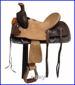 Youth Hard Seat Roper Style Saddle Rough Out & Basket Tooling 12 NEW