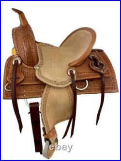 Youth Hard Seat Roping Style Saddle with Basket Stamp Tooling 12 NEW
