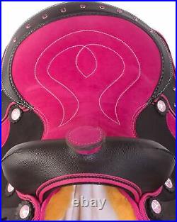 Youth Kid Size Pink Synthetic Western Saddle Tack Set Lightweight Pony Gear