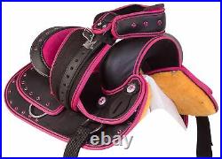 Youth Kid Size Pink Synthetic Western Saddle Tack Set Lightweight Pony Gear
