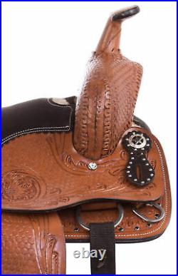 Youth Kids Used Western Horse Saddle Premium Leather Trail Barrel Tack Set 12