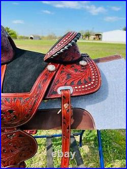 Youth-Kids western saddle Treeless Leather Horse barrel saddle Free Shipping