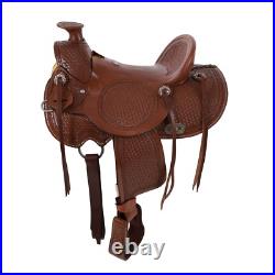 Youth Laramie Wade Style Hard Seat Saddle Basketweave Tooling Full QHB 13 NEW