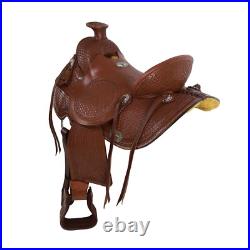 Youth Laramie Wade Style Hard Seat Saddle Basketweave Tooling Full QHB 13 NEW