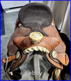 Youth/Pony Western saddle 12 1/2 suede seat V. H. Saddlery Circle M Basket Stamp