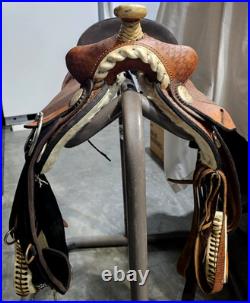 Youth/Pony Western saddle 12 1/2 suede seat V. H. Saddlery Circle M Basket Stamp