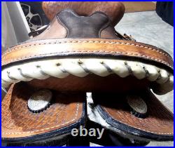Youth/Pony Western saddle 12 1/2 suede seat V. H. Saddlery Circle M Basket Stamp