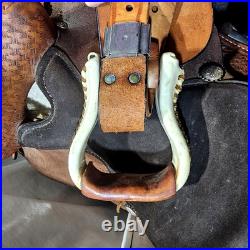 Youth/Pony Western saddle 12 1/2 suede seat V. H. Saddlery Circle M Basket Stamp