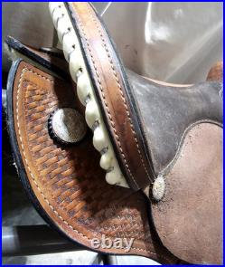 Youth/Pony Western saddle 12 1/2 suede seat V. H. Saddlery Circle M Basket Stamp