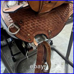 Youth/Pony Western saddle 12 1/2 suede seat V. H. Saddlery Circle M Basket Stamp